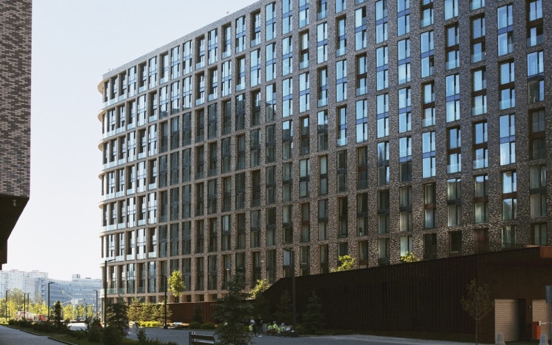 analog city landscape with buildings 